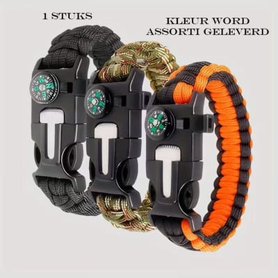 Survival Paracord Bracelet Armband - 5 in 1 outdoor - kompas, vuursteen