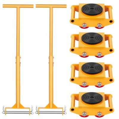 VEVOR Machine Dolly, 6T Meubel Dolly, 278 x 220 x 105 mm Meubel Dolly, Machine Dolly met 360° draaibare kap en PU-richtingswielen, Meubel Dolly, Zware industriële verhuisuitrusting, Geel