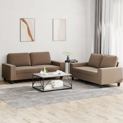 vidaXL - 2-delige - Loungeset - stof - bruin