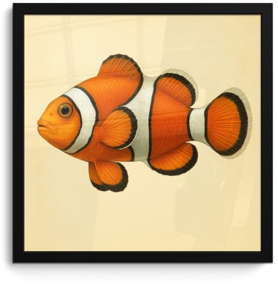 Poster in lijst - Fotolijst 40x40 cm - Posters - Vis - Oranje - Strepen - Posterlijst zwart - Decoratie - Wanddecoratie woonkamer - Muurdecoratie slaapkamer