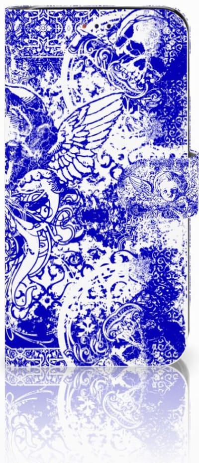 Telefoonhoesje met Naam Samsung Galaxy A10 Angel Skull Blauw