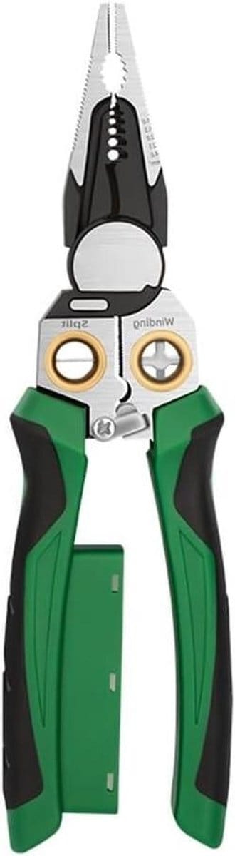 8-in-1 Draadstripper - Multifunctioneel Gereedschap - Elektrische Reparaties - Geïntegreerde Spannings tester - 22 cm Lengte - Zwart Groen