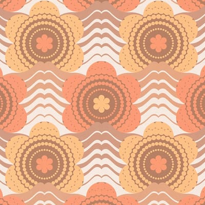 Retro behang Profhome 395393-GU vliesbehang hardvinyl warmdruk in reliëf licht gestructureerd met bloemen patroon mat bruin oranjerood beige okergeel 4,5 m2