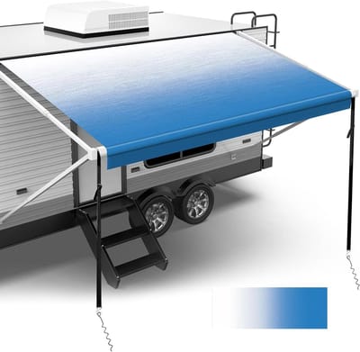 RV Luifel Stof Vervanging - Camper Luifel Reparatie - Bescherming Buiten - Verbeterd 18oz Vinyl - 16 voet (stof 15'2")