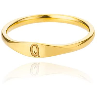 Kleine Ringetjes met Initialen Voor Vrouwen Mode A-Z Letter Vinger Roestvrij Staal Ring Esthetische Bruiloft Sieraden Cadeau Bijoux Femme 7&Gold Color beige