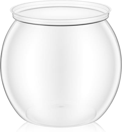 Mini-aquarium voor goudvissen en kleine schildpadden, ronde kunststof visschaal, transparant design, ideaal voor bonsai en decoratie (60 ml)
