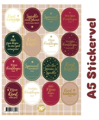 15 luxe Stickers - sluitsticker - stickervel kerst stickers ovaal naam en sluitzegels - sticker - leuk inpakken - kerstcadeau verpakken - naamsticker - christmas