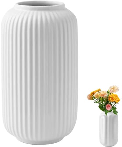 Vaas wit, keramische vazen decoratie - vaas modern voor pampasgras, minimalistische woondecoratie, Boho Scandinavische vaas voor thuis woonkamer eettafel kantoordecoratie, kamerdecoratie als cadeau