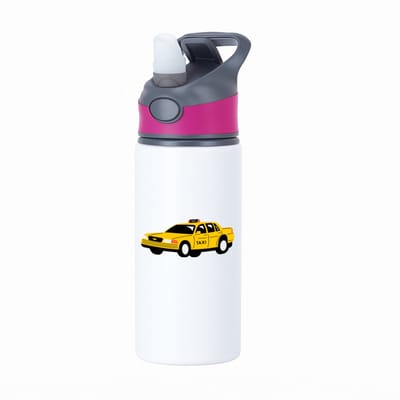 Hacebo® - Taxi waterfles met rietje roze - Auto - Taxichauffeurs - personenvervoer - wagen - water fles - 650ML