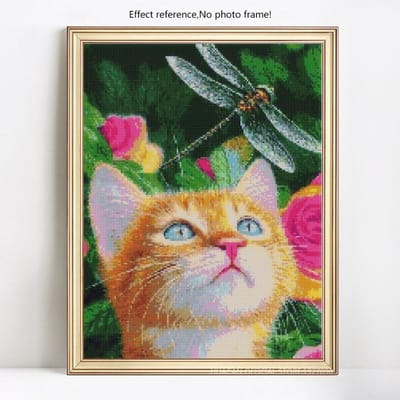 Peinture Diamant 5D DIY Animal Chat Broderie Ronde Complète Mosaïque Diamant Point de Croix 20X30CM black