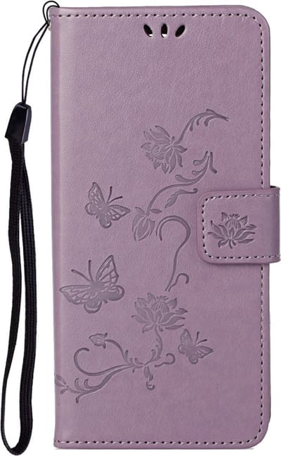 Peachy Wallet Bookcase kunstleer bloemen hoesje geschikt voor iPhone 13 Pro Max - paars