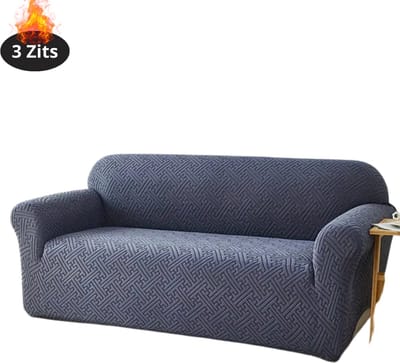 Livano Bankhoes - Bankbeschermer - Stretch - Sofa Cover - Effen - Donkergrijs - 3 Zits