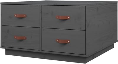 Salontafel - Woonkamertafel - Opbergen Woonkamer - Massief Grenenhout - 80 x 80 x 45 cm - Grijs