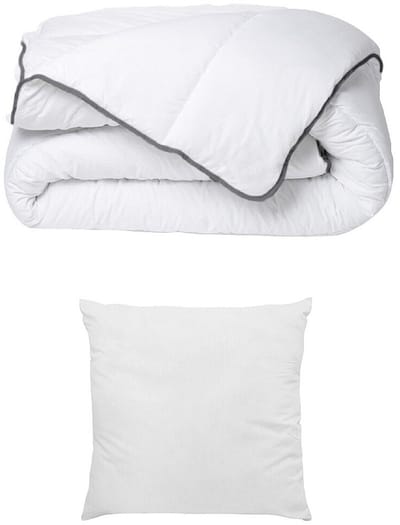 Vente-unique Set zijdezacht dekbed 140 x 200 cm + 1 hoofdkussens 60 x 60 cm - Wit - BIESYA