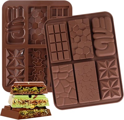 2 stuks chocoladevorm, 6 cellen chocoladevorm diep, rechthoek driehoek diamant siliconen vorm chocolade，voor DIY chocolade praline snoep