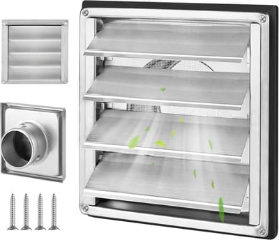 Ventilatierooster RVS - Afvoerrooster Lamellen - Luchtstroom Beheren - Insecten Bescherming - 150 mm Doorsnede - Zilver