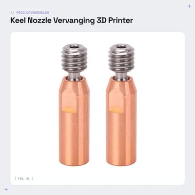 Keel Nozzle 2 Stuks - Ti-legering/Koper - Vervanging voor Ender 3/3 V2/3 Pro - Eenvoudige Installatie - Hittebestendig - 3D-printer Nozzle