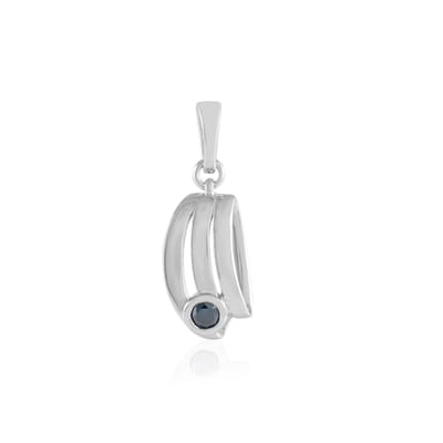 Cavill - Zilveren hanger 925 Sterling Zilver met Platina coating - 0 1 ct Blauwe Diamant Ronde Briljant - Modern Elegant 24x9 mm
