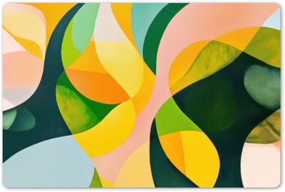 Placemats 45x30 cm - Placemat kunststof - 1 stuk - Abstract - Geel - Roze - Groen - Borden onderleggers - Decoratie voor op tafel - Keuken tafeldecoratie accessoires - Vinyl onderlegger - Tafelversiering