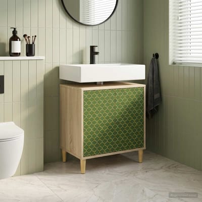 vidaXL - Badkamerkast - GELEEN - Sonoma - 60 - x - 40 - x - 60 - cm - Bewerkt - hout