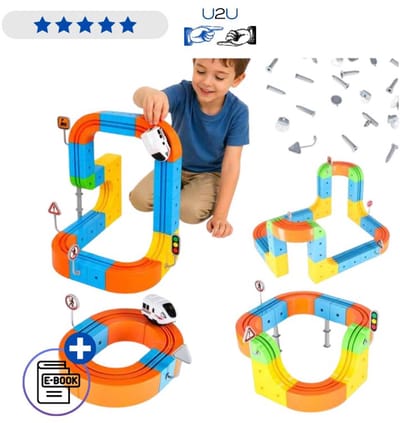 Magnetische Treinbaan En Racebaan Bouwset 65 Delig – Magnetische Bouwblokken Met Trein 3D Constructieset Educatief STEM Speelgoed Creatief Bouwen Voor Kinderen Jongens En Meisjes Met Ebook