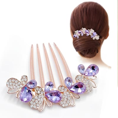 Dailygoods- Haarkam modieus met strass - Bruidshaaraccessoires - Zijkam - Decoratieve kam - Vintage knotkam - Hoogwaardig metaal - Haaraccessoire