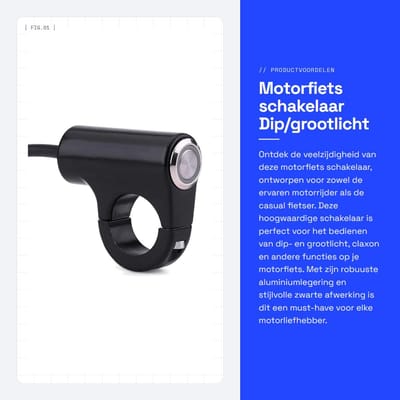 Dailygoods - Motorfiets schakelaar - Dip/grootlicht - Aluminiumlegering - Zwart - Klaxon motorfiets - Startknop motorfiets - Geschikt voor motoren - M...