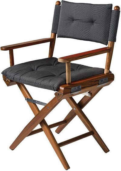 Regisseursstoel Teak DeLuxe met Forza Zwart kussenset (Geolied)