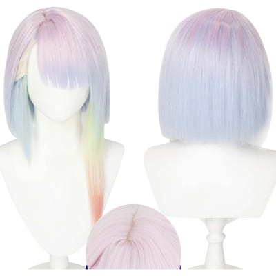 45cm Lucy Cosplay Pruik Anime Cyberpunk Edgerunners Cosplay Lucyna Kushinada Meerkleurige Kleurverloop Hittebestendig Haar Pruik + Pruikkap white