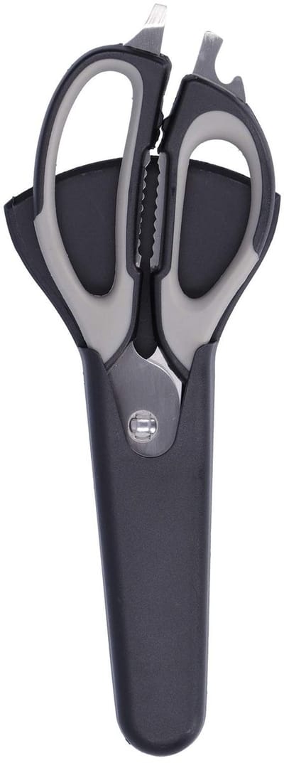 Dailygoods - Multifunctionele Keukenschaar - Vlees en Vis Schaar - Met Flesopener en Opberghoes - Keukengereedschap - Ideaal voor Picknick