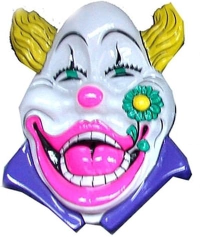 Funny Fashion Clown wanddecoratie bord - 60 cm - wit - carnava;l versiering - kunststof