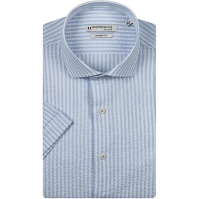 Giordano Overhemd Front Cutaway Seersucker Stripe Navy / male