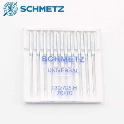 1 DOOSJE met 10 SCHMETZ UNIVERSELE NAAIMACHINENAALDEN van Hoge Kwaliteit, Model 130/705H, Maat 70/10