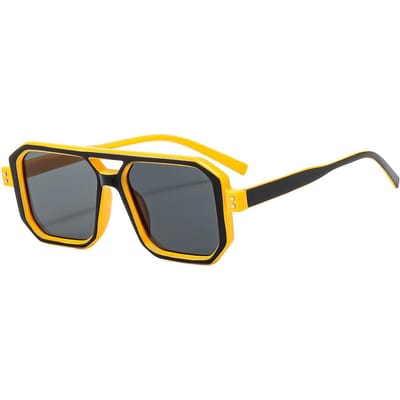 Lunettes de soleil Vintage à Double Pont pour Femmes Cadre Carré de Luxe Protection UV400 Lunettes Style Pilote Féminines Montures Classiques as picture