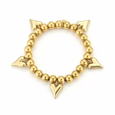 Bijoutheek Armband (Sieraad) Ballen 8mm Hartjes Goud