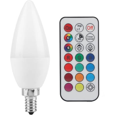 Ampoule LED multicolore 3 W à changement de couleur, AC85-265 V, avec télécommande(E12RGB+Blanc chaud) white