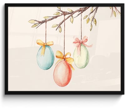 Poster in lijst - Fotolijst 70x50 cm - Posters - Paastak - Strikje - Eieren - Posterlijst zwart - Decoratie - Wanddecoratie woonkamer - Muurdecoratie slaapkamer