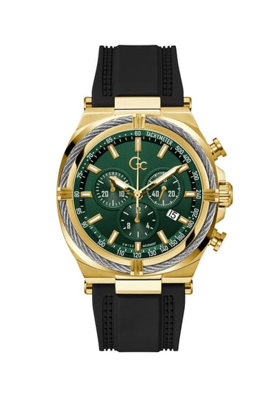 Gc Gc Ironclass Chrono Silicone Quartz Chronograafhorloge Zwart Kast Gemaakt Van 100% Roestvrij Staal En Een Armband Van 100% Siliconen 43 Z32006G9