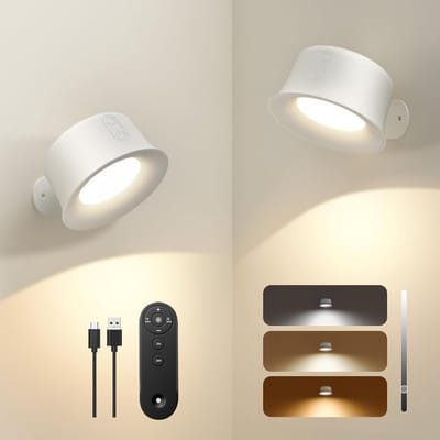 Draadloze Led-wandlampen 2 Stuks met 3 Kleurmodi en 360° Draaibaar Touch-Control voor Woonkamer en Slaapkamer