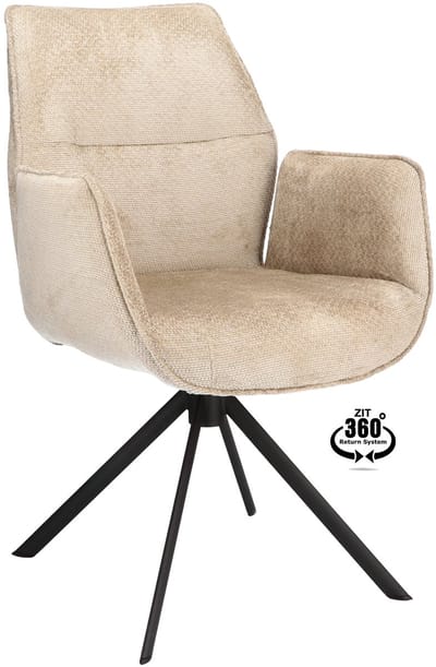Icon Living - Armstoel Lux - Stof Movie Desert - Leg Black 360° Return-System