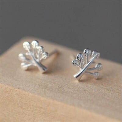 Mode Zilverkleurige Boomblad Hypoallergene Stud Oorbellen Voor Vrouwen Cadeau Sieraden Pendientes Mujer Vrouwelijke Eh649 gray