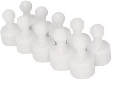 TLVX 10 stuks Sterke Pion Magneten Wit 12 x 20mm / Magnetisch / Foto magneet / Koelkast / Whiteboard magneten / Speel en leer magneetjes / School / Boodschappenlijst / Memo / Notitie / Sleutel / Kantoor / Schoolbord / Witte Magneten
