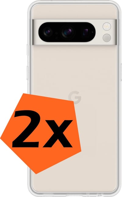 Hoes - 2 Stuks - Geschikt voor Google Pixel 8 Pro - Sterk & Shockproof - Case Siliconen - Back Cover - Telefoon Hoes - Transparant