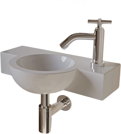 AquaVik Fonteinset Globus Keramisch Wit Kraan Rechts Chroom Kruiskop Kraan 40x23x8cm