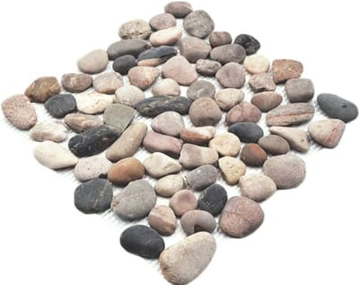Mozaïek Tegels - Rivierstenen Tegels - Badkamer Wand - Vorstbestendig - 31.5x31.5cm - Beige Grijs Zwart