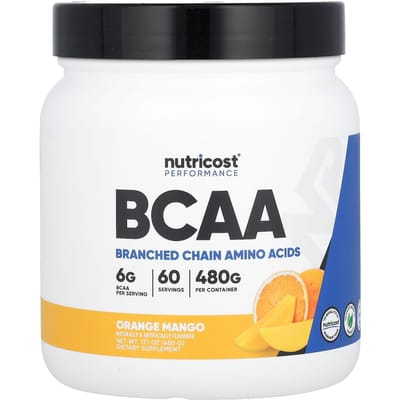 Nutricost, Performance Athlétique, BCAA, Orange Mangue, 17.1 oz (480 g)