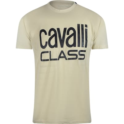 Cavalli Class Bold Logo Beige Zand T-shirt