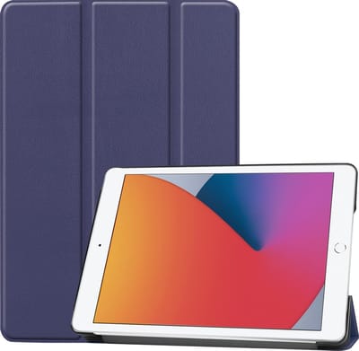 Hoesje - Geschikt voor Apple iPad 8 (2020) - 10.2 inch - 8e Generatie - Dun & Stevig - Hardcover Book Case - Trifold Bookcase Hoes - Hard Cover - Tablethoes - Donkerblauw