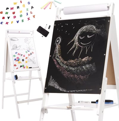 Magnetisch houten krijtbord wit groot XXL