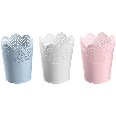 LIVARNO HOME Bloempot (Set van 3 ronde kleine blauw/roze)